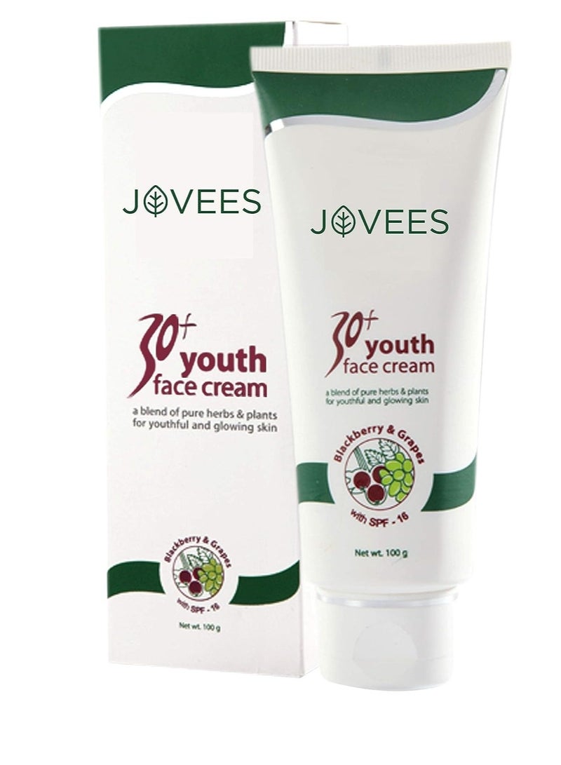 Jovees 30+ Youth Face Cream with SPF-16 |100GM | Unisex | For Fine Lines, Dark Spots & Skin Brightening - Image 1